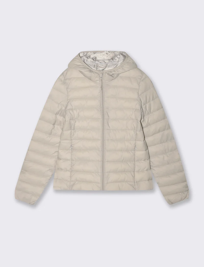 Giubbotto imbottito con cappuccio e tasche - Beige grano