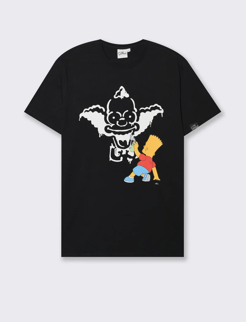 T-shirt stampa simpsons da uomo - Nero