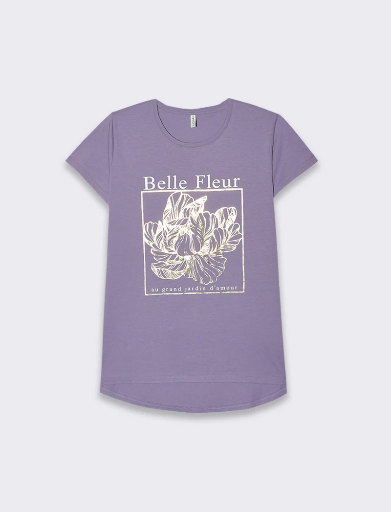 T-shirt con stampa da donna - Lilla pervinca