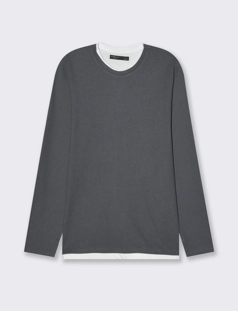 Maglia girocollo struttura waffel da uomo - Avion