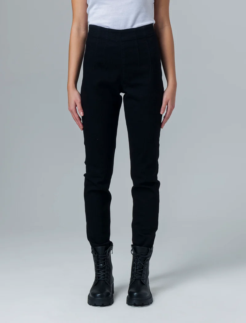 Skinny jeans con elastico in vita da donna - Nero