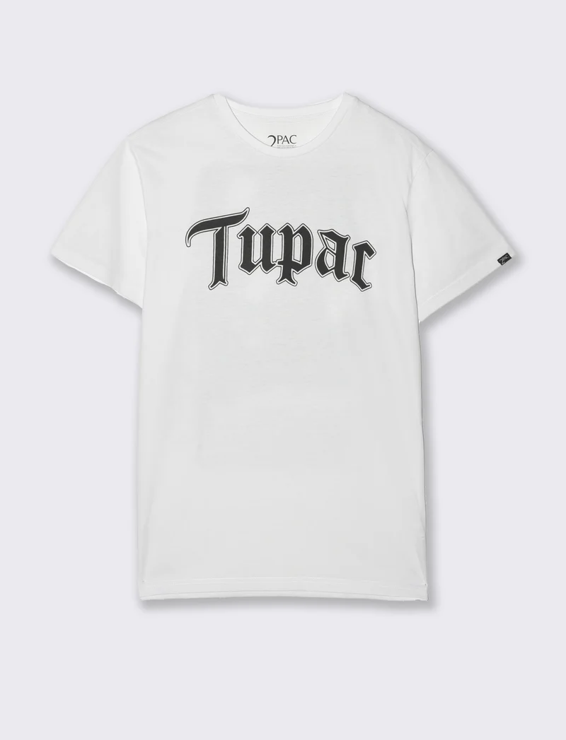 T-shirt stampa tupac da uomo - Bianco