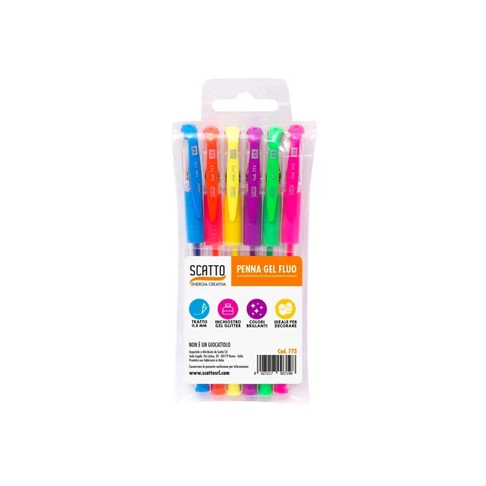 Set 6 penne gel colori fluo