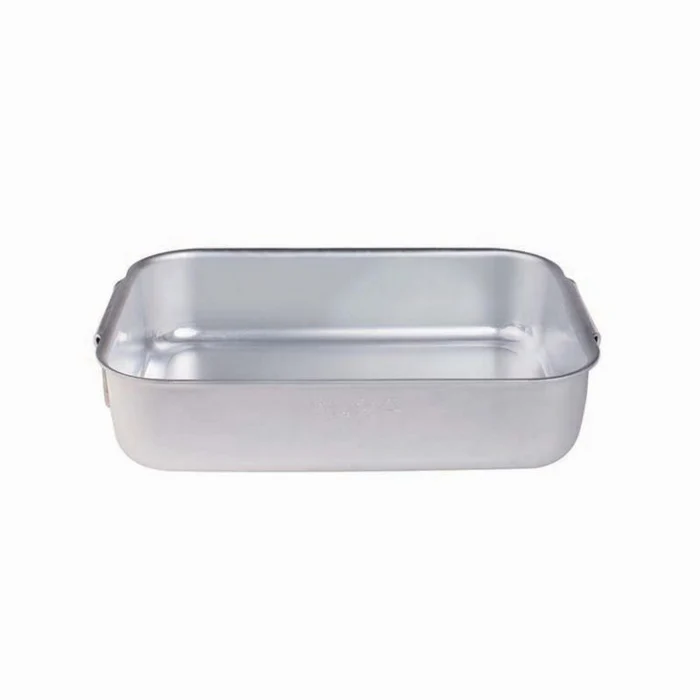 Rostiera professionale rettangolare pesante con angoli tondi in alluminio 3mm - 2 maniglie