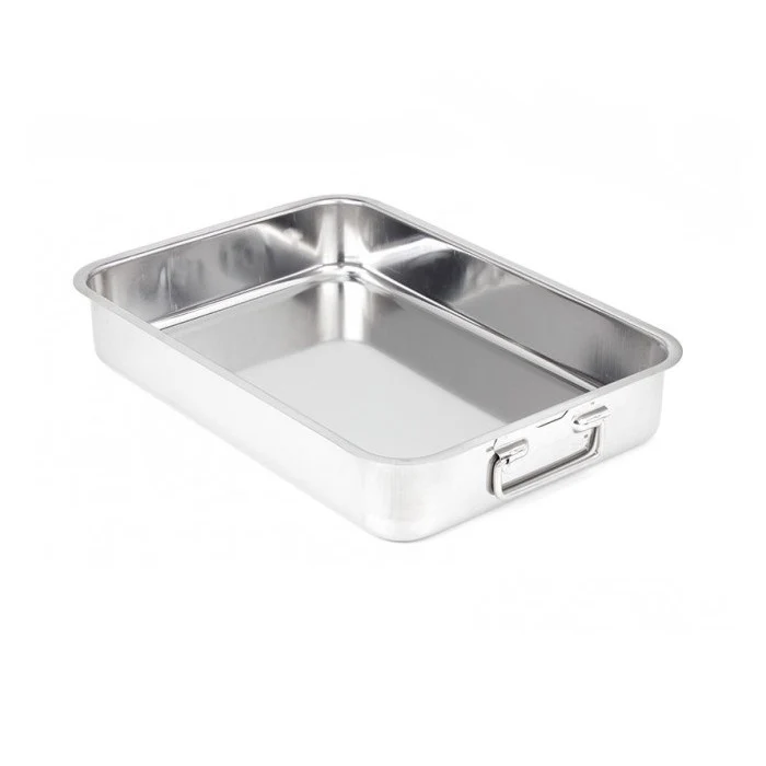Teglia rettangolare in acciaio inox con manici - Lasagnera