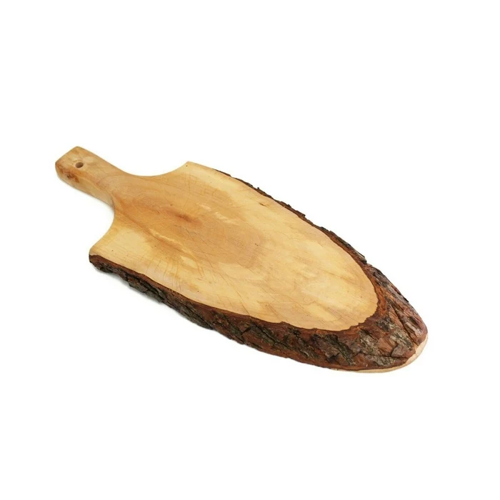 Tagliere in legno naturale corteccia con manico