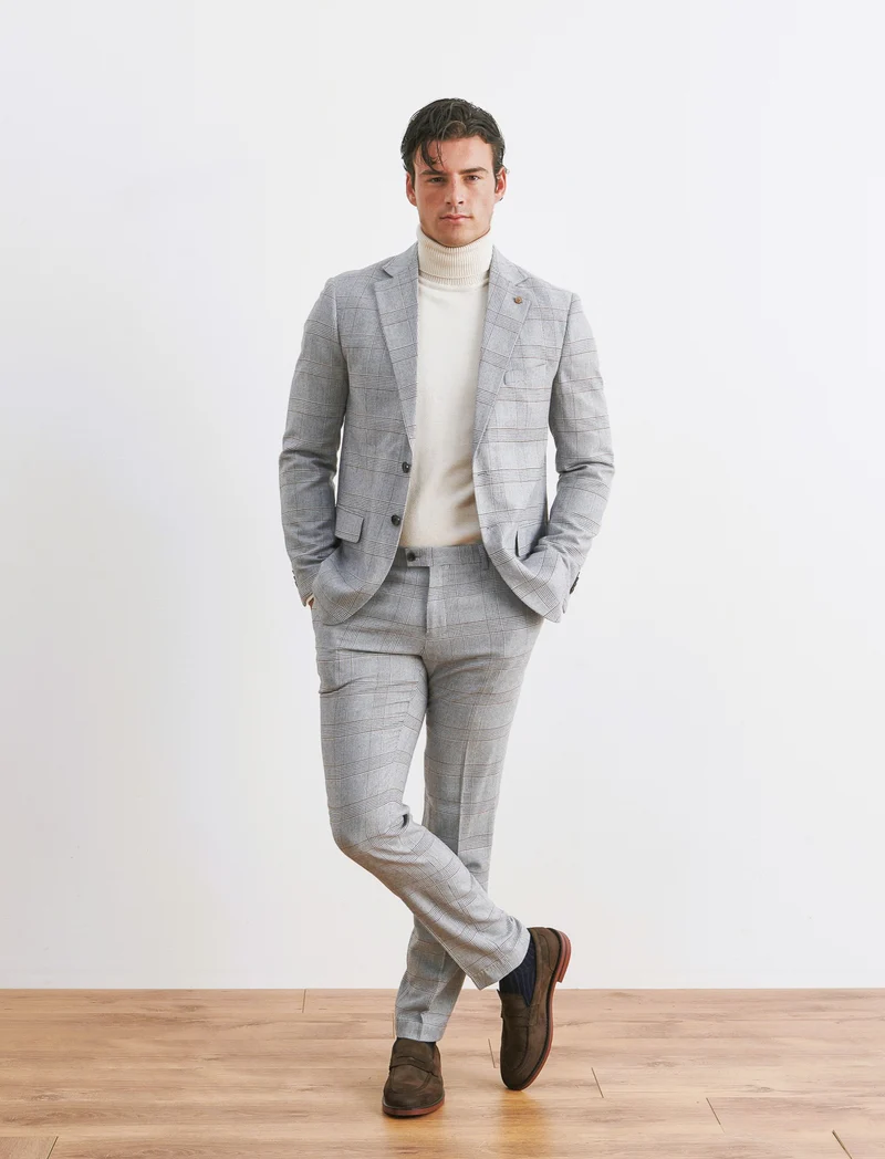 PANTALONI DA COMPLETO A QUADRI FORMAL FIT - Grigio